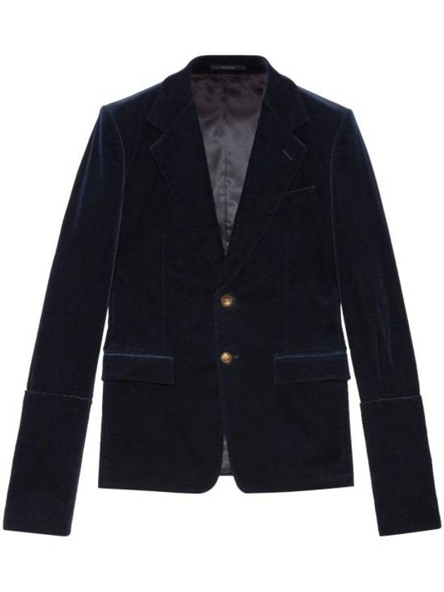 Luxury Gucci Trending 2025 Stretch Cotton Velvet Formal Jacket Dark Blue