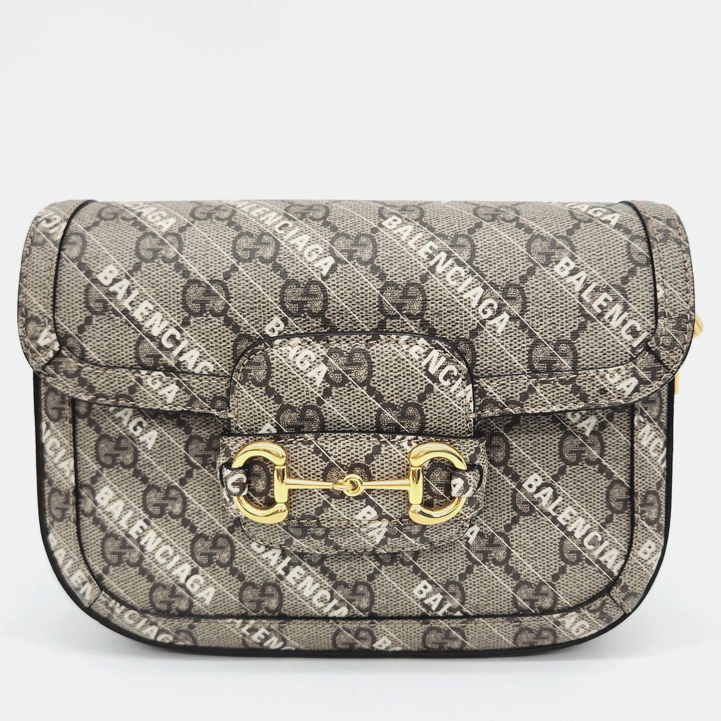 Gucci x Luxury Balenciaga Beige Canvas Horsebit 1955 Mini Crossbody Bag