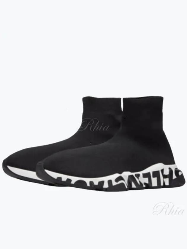 Luxury Balenciaga Speed Midsole Graffiti High Top Sneakers White Black