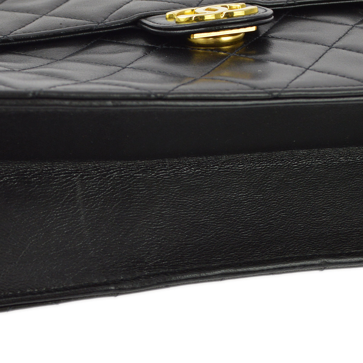 Chanel 1991-1994 Lambskin Pushlock Small Half Flap Shoulder Bag
