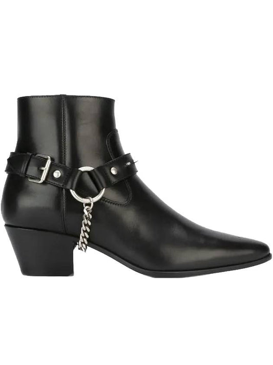 Luxury Saint Laurent Wyatt Studded Harness Chelsea Boots Black