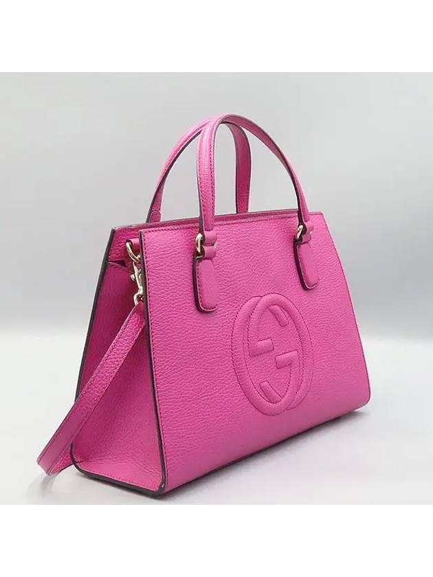 Luxury Gucci Trending 2025 431571 Pink leather SOHO top handle tote bag shoulder strap 2WAY