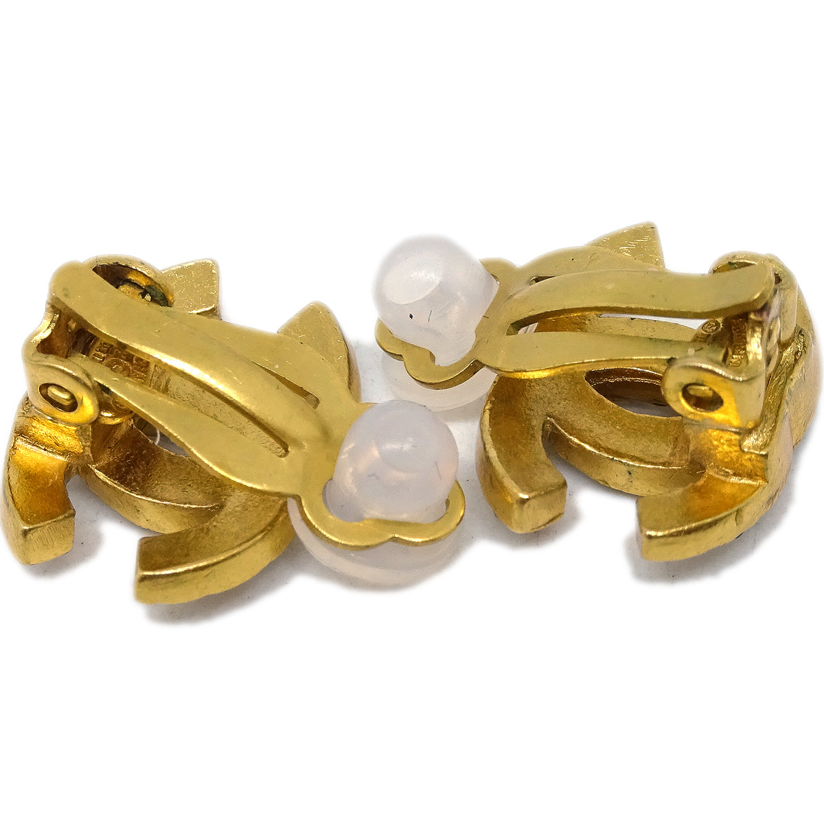 Chanel CC Rhinestone Earrings Clip-On Gold 02A