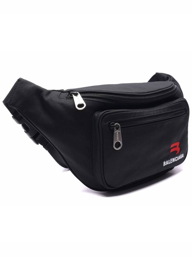Luxury Balenciaga Explorer Logo Canvas Belt Bag Black