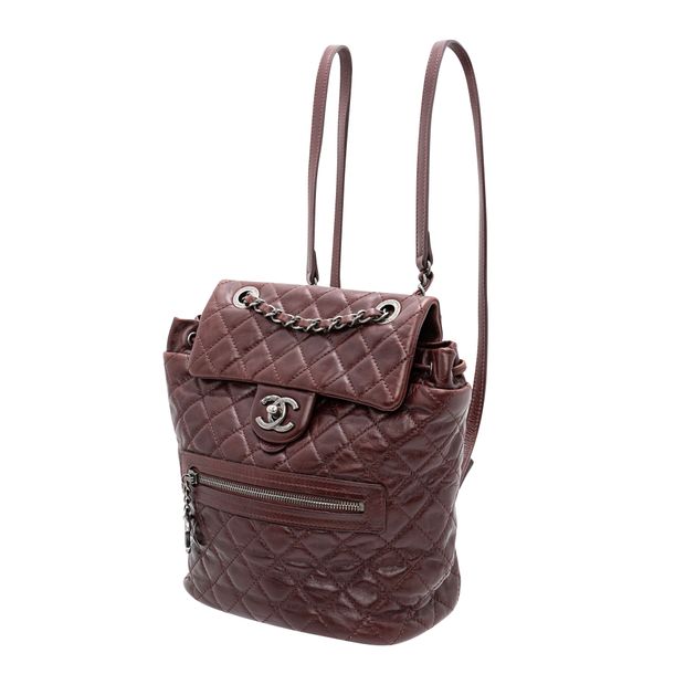 Luxury Chanel Paris-Salzburg Mountain Maroon Calfskin Leather Backpack