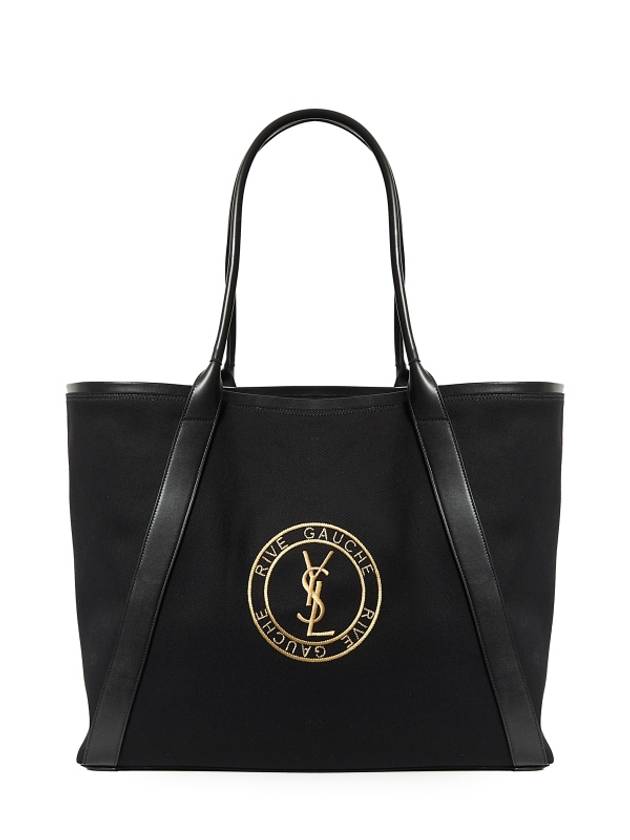 Luxury Saint Laurent Rive Gauche Canvas Tote Bag Black