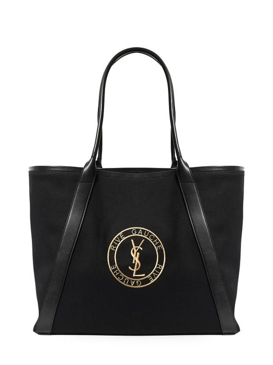Luxury Saint Laurent Rive Gauche Canvas Tote Bag Black