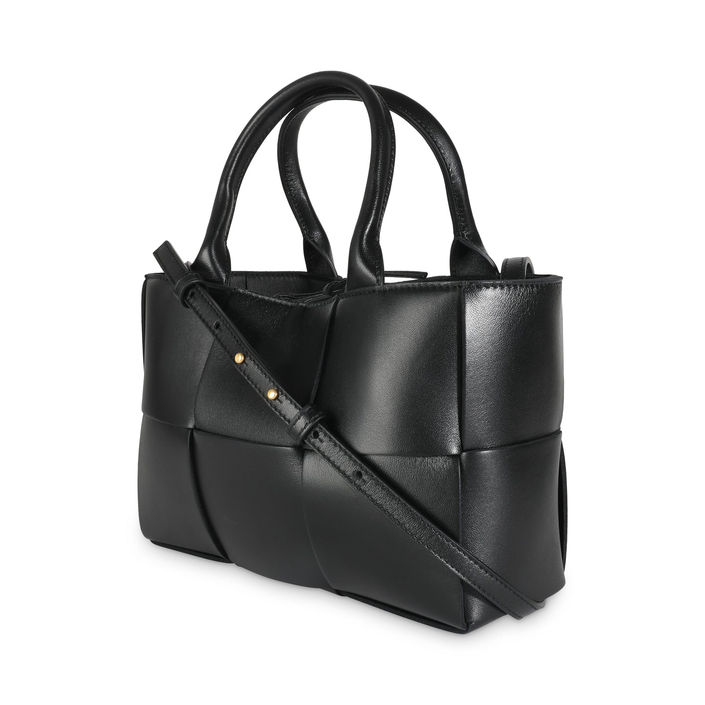 Luxury Bottega Veneta Black Intrecciato Nappa Mini Arco Tote