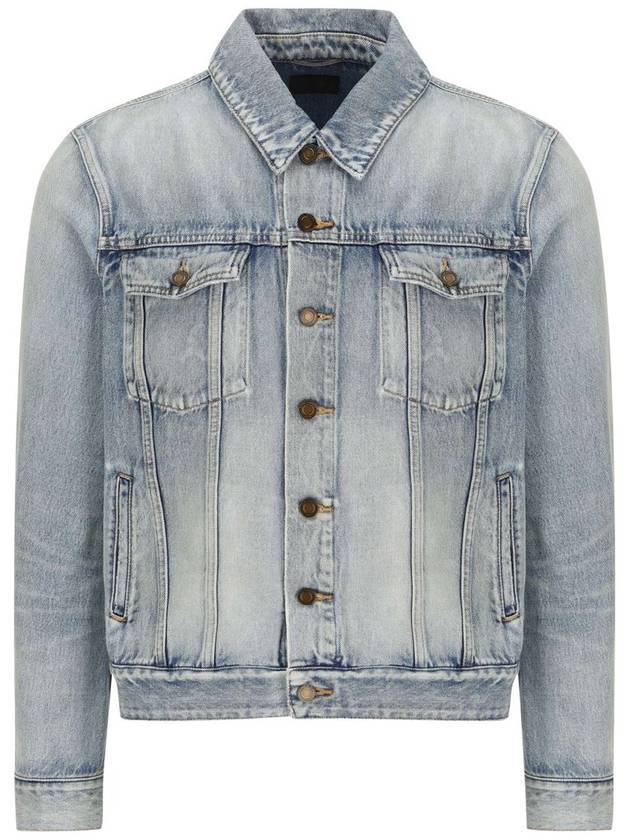 Luxury Saint Laurent Men's Denim Jacket Light Blue