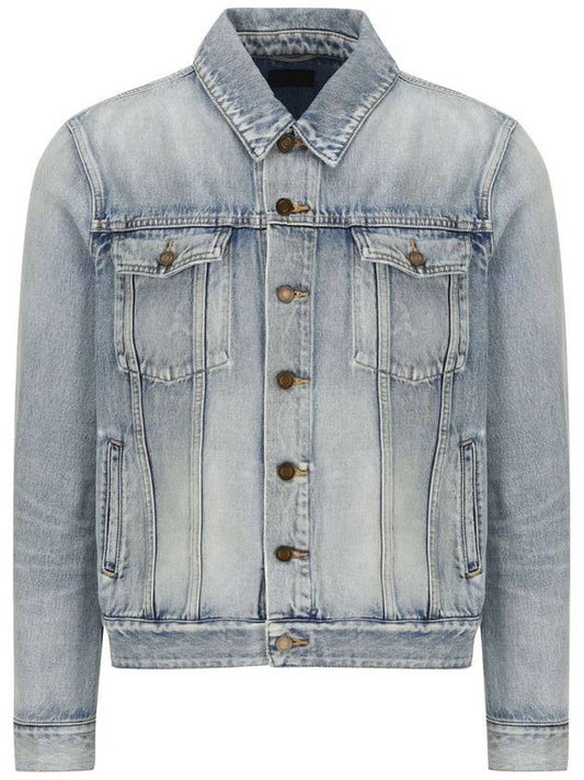 Luxury Saint Laurent Men's Denim Jacket Light Blue