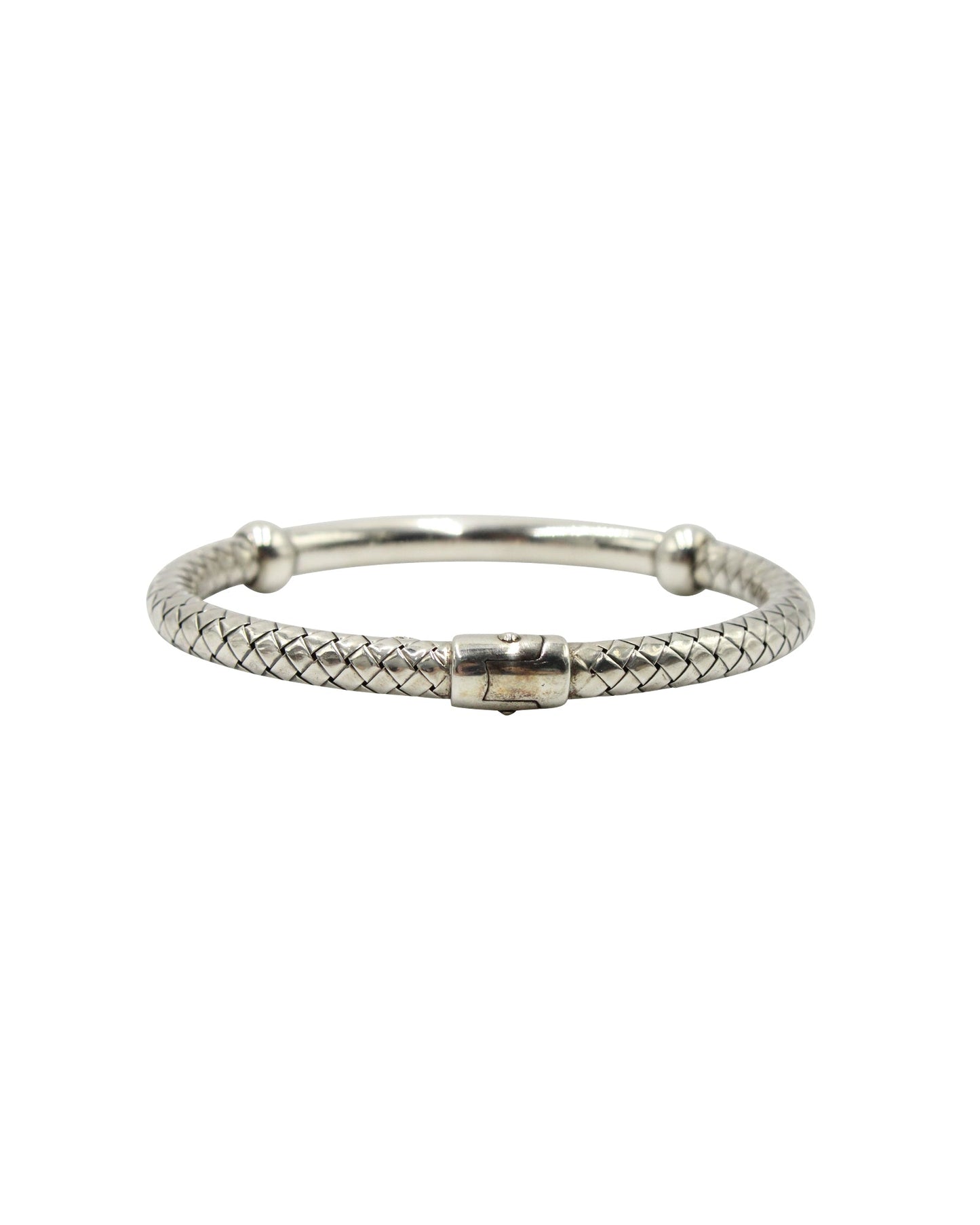 Luxury Bottega Veneta Intrecciato Bracelet in Silver Metal