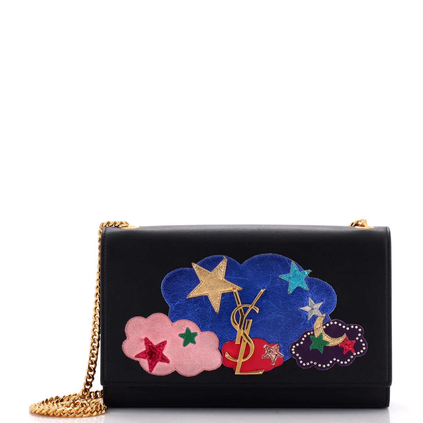 Luxury Saint Laurent Classic Monogram Crossbody Bag Embellished Leather Medium