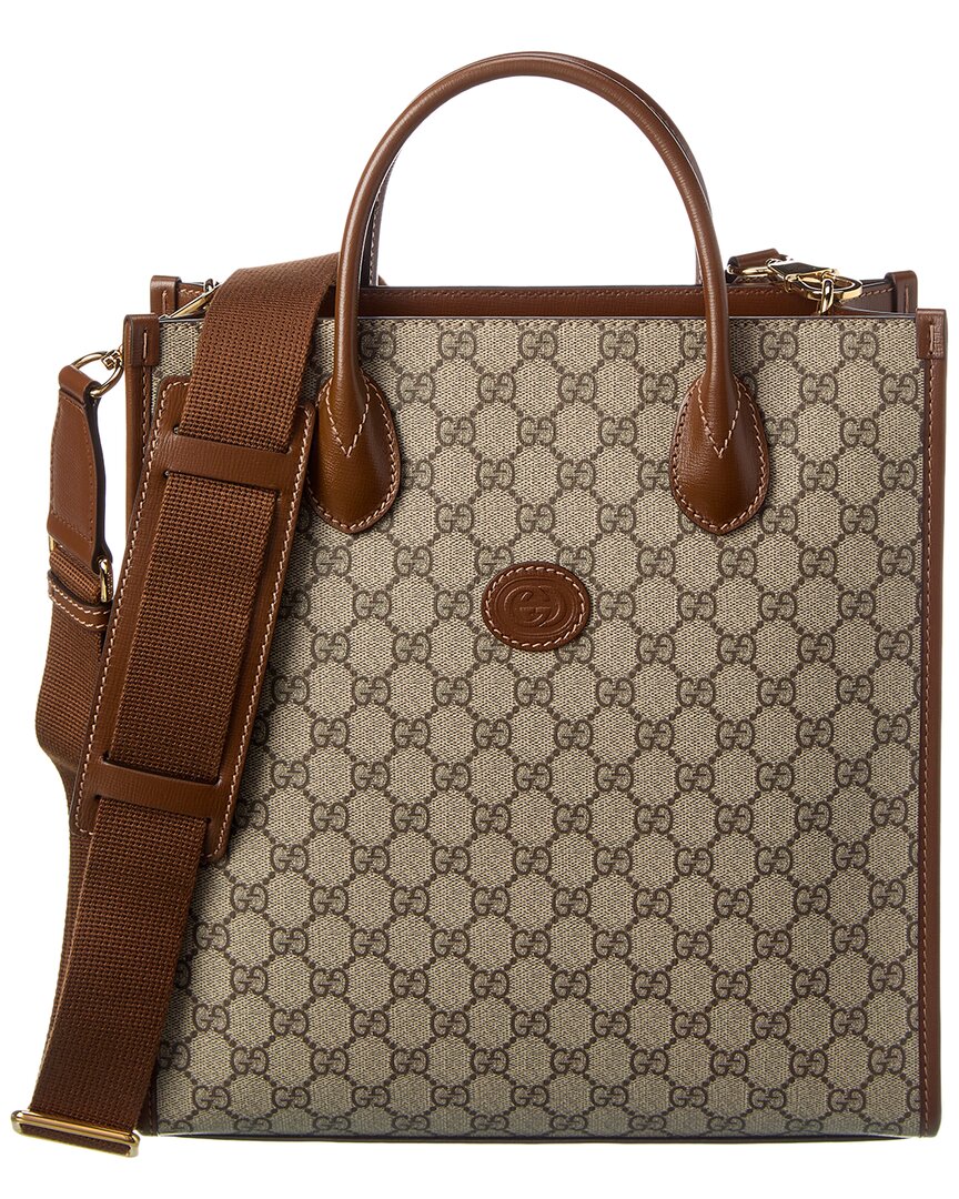Luxury Gucci Trending 2025 Interlocking G Small GG Supreme Canvas & Leather Tote
