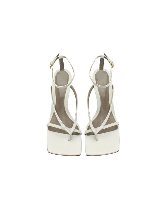 Luxury Bottega Veneta Stretch Ankle Strap Sandals in White Leather