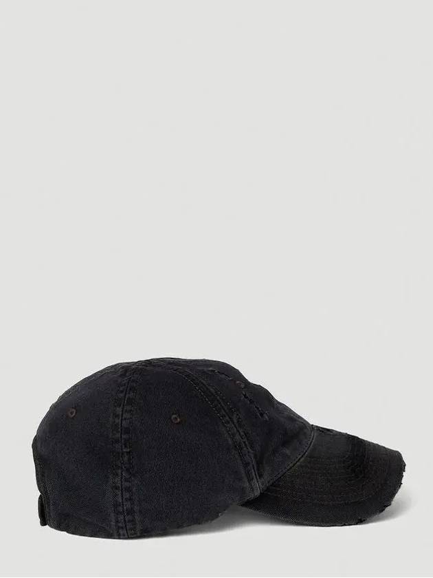 Luxury Balenciaga Embroidered Logo Denim Ball Cap Dark Grey