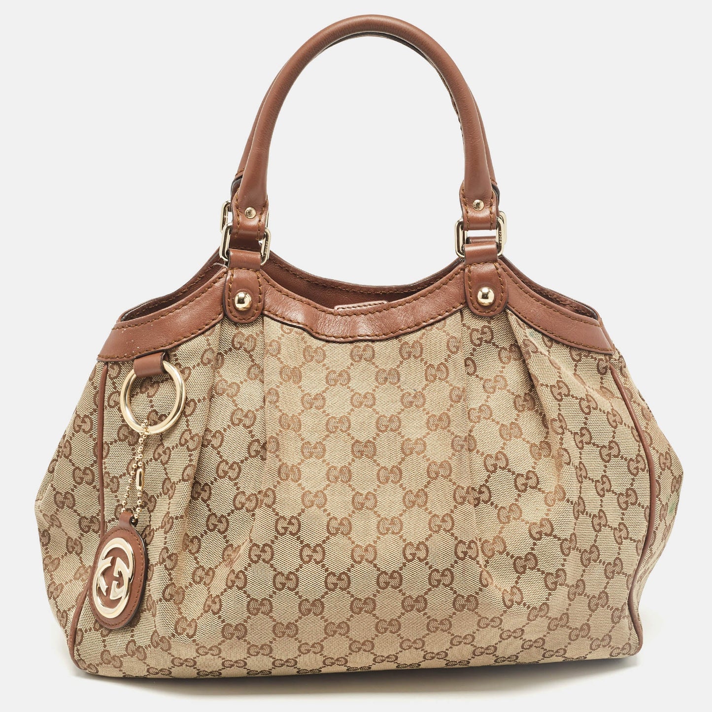 Luxury Gucci Trending 2025 Beige/brown Gg Canvas And Leather Medium Sukey Tote..
