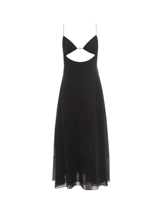 Luxury Saint Laurent Crepe Viscose Backless Long Dress Black