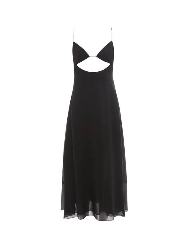 Luxury Saint Laurent Crepe Viscose Backless Long Dress Black