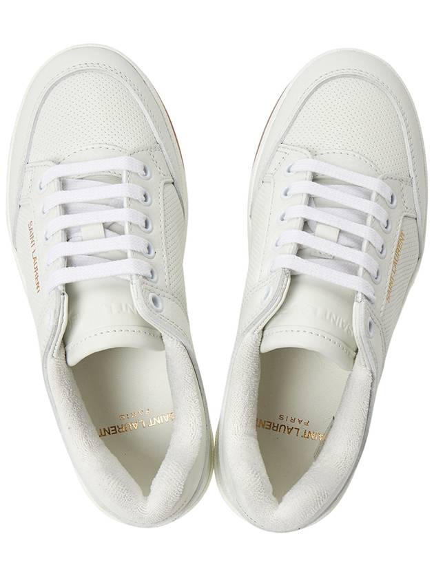 Luxury Saint Laurent SL 61 Logo Signature Leather Low Top Sneakers White