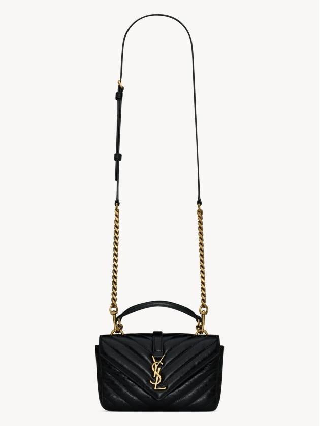 Luxury Saint Laurent Applique Logo Quilted Calf Leather Tote Bag Black