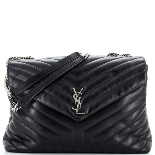 Luxury Saint Laurent Loulou Shoulder Bag Matelasse Chevron Leather Large