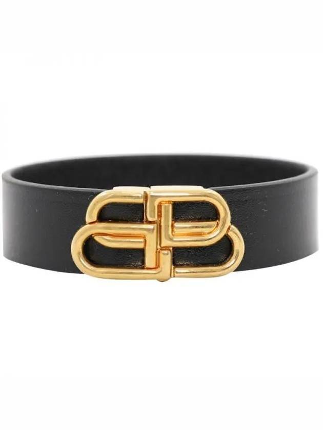 Luxury Balenciaga BB Slim Cuff Bracelet Black