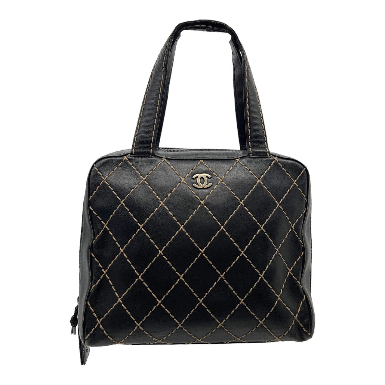 Luxury Chanel bag Black Quilted Wild Stitch Handbag