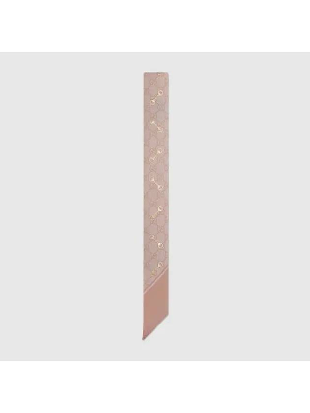Luxury Gucci Trending 2025 Horsebit GG Print Silk Neck Bow Scarf Rose Pink