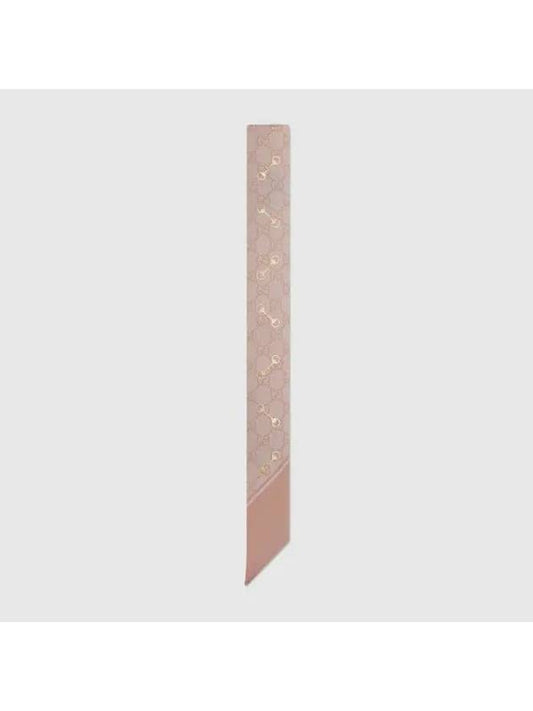 Luxury Gucci Trending 2025 Horsebit GG Print Silk Neck Bow Scarf Rose Pink