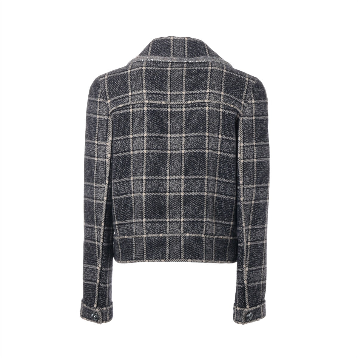 Chanel Coconut Button Wool x Camel Jacket 38  Grey P73124V64578 Check-in
