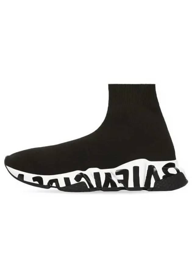 Luxury Balenciaga Speedrunner Graffiti Logo Sole High Top Sneakers Black