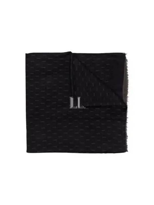 Luxury Saint Laurent Monogram Wool Jacquard Silk Cotton Muffler Black