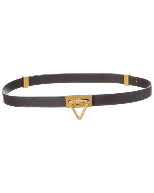 Luxury Bottega Veneta Triangle Buckle Leather Belt