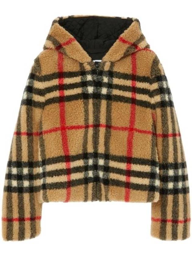 Luxury Burberry Check Fleece Zip-Up Hoodie Archive Beige