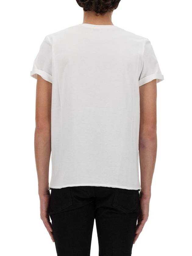 Luxury Saint Laurent Men's Small Logo Short Sleeve T-Shirt White
