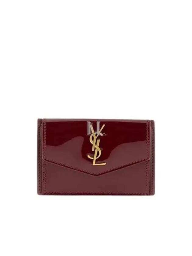 Luxury Saint Laurent Uptown Flap Patent Leather Half Wallet Red
