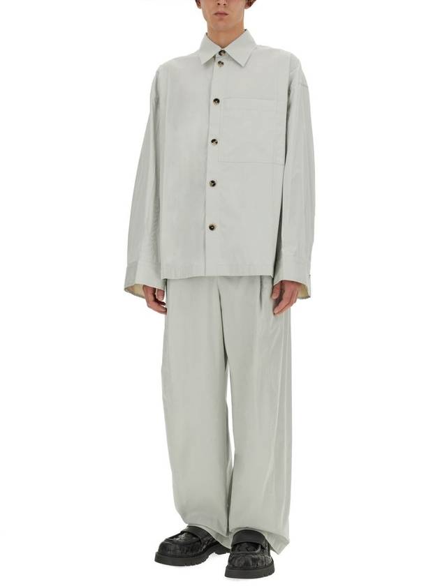 Luxury Bottega Veneta Cotton Silk Wide Leg Slacks Cloud