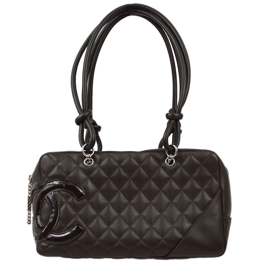 Luxury Chanel Brown Calfskin Cambon Ligne Bowling Handbag