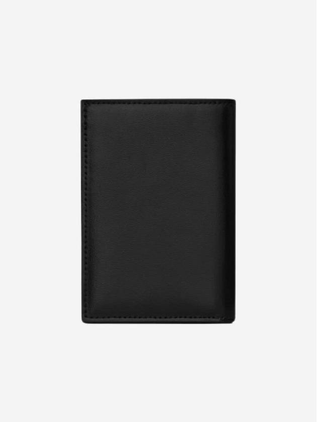 Luxury Saint Laurent Men's Tiny Monogram Logo Half Wallet Black