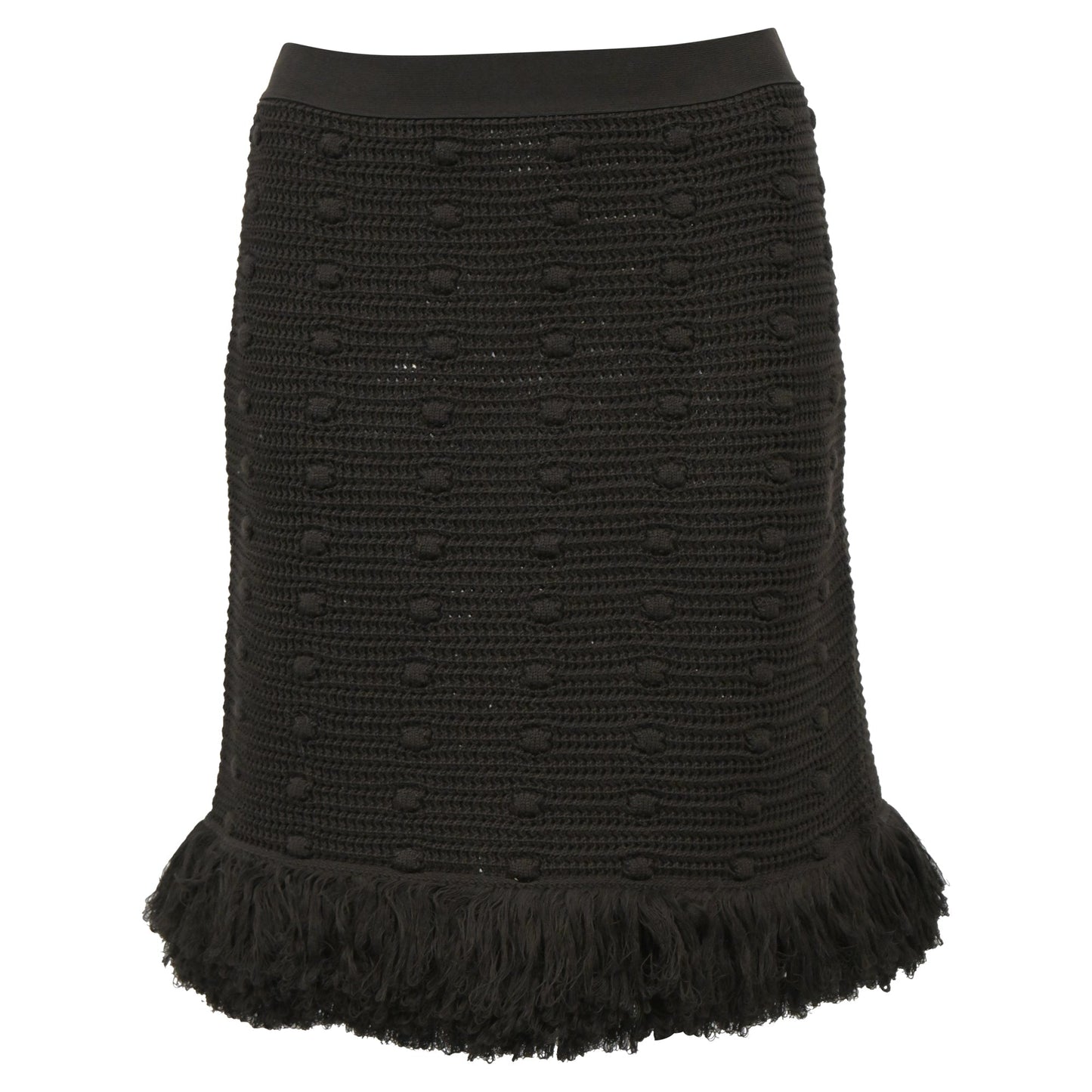 Luxury Bottega Veneta Mini Knitted Fringed Skirt in Green Cotton