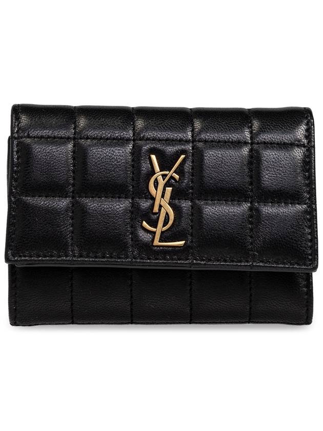 Luxury Saint Laurent Cassandra Matelasse Carre Half Wallet Black