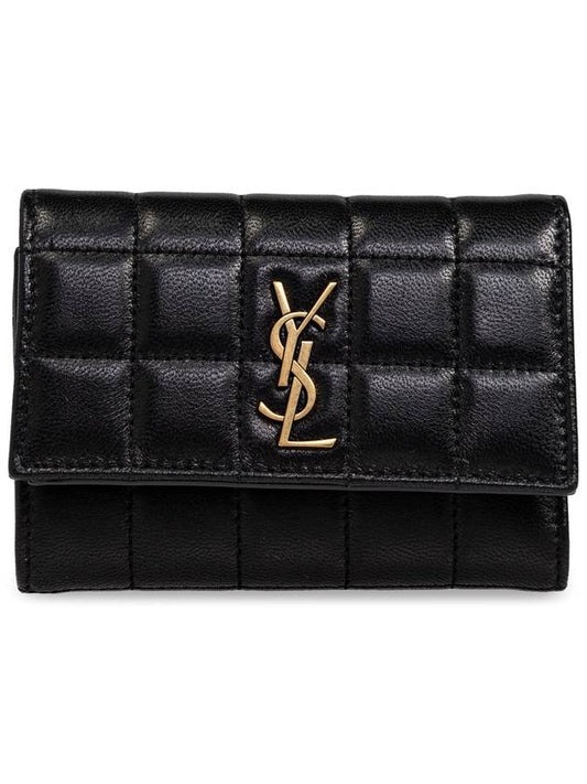 Luxury Saint Laurent Cassandra Matelasse Carre Half Wallet Black