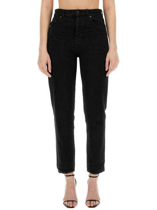 Luxury Saint Laurent Vanessa Denim Straight Jeans Black