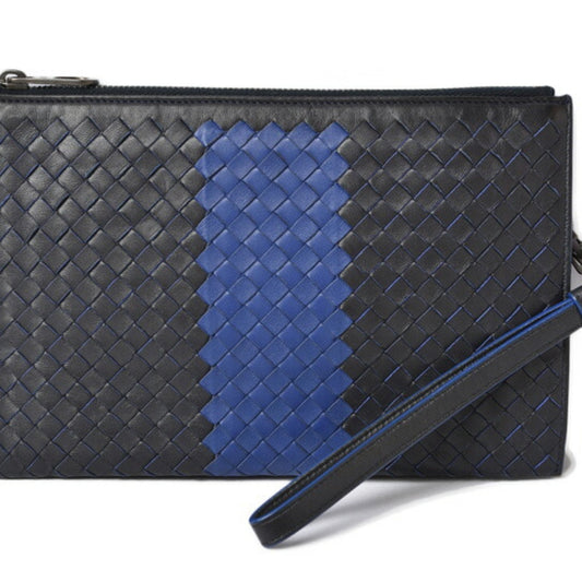 Luxury Bottega Veneta Intrecciato  blue Intrecciato Clutch Bag Document Case ()