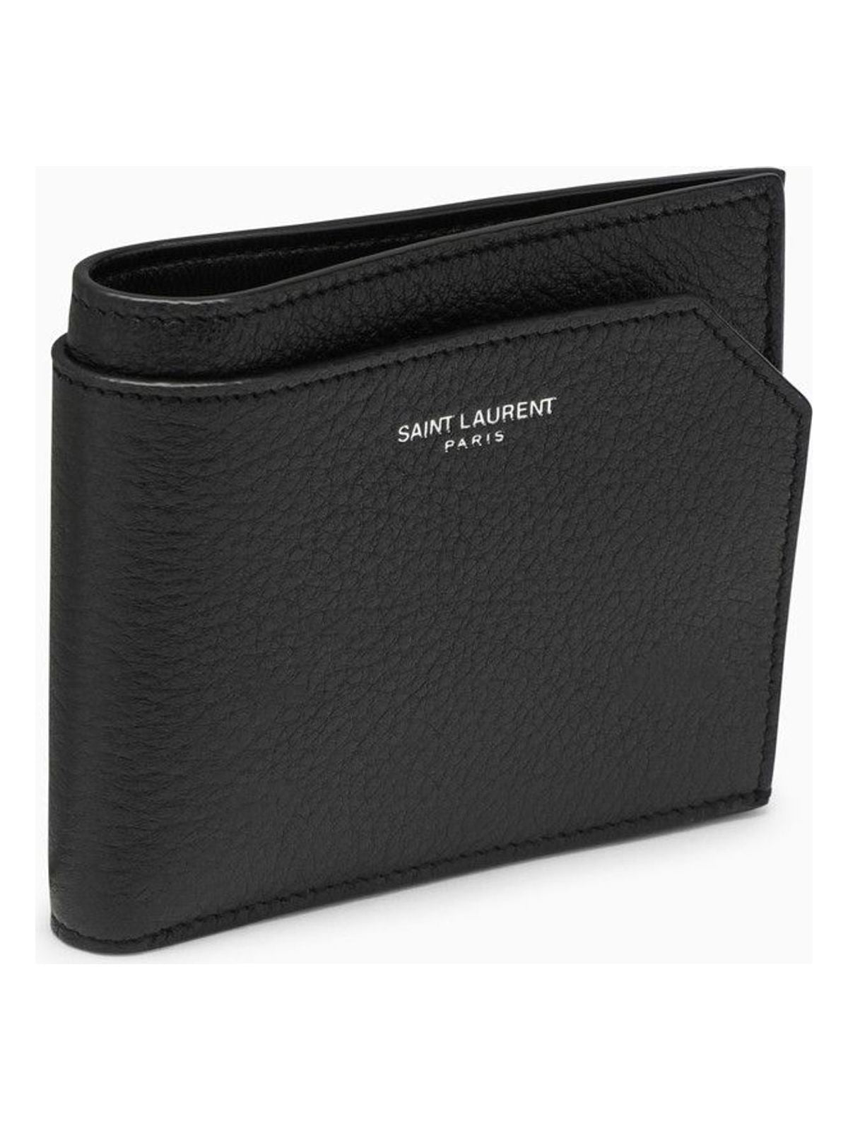 Luxury Saint Laurent Men's Grained Leather East/west Wallet in Black | 777414AADA3