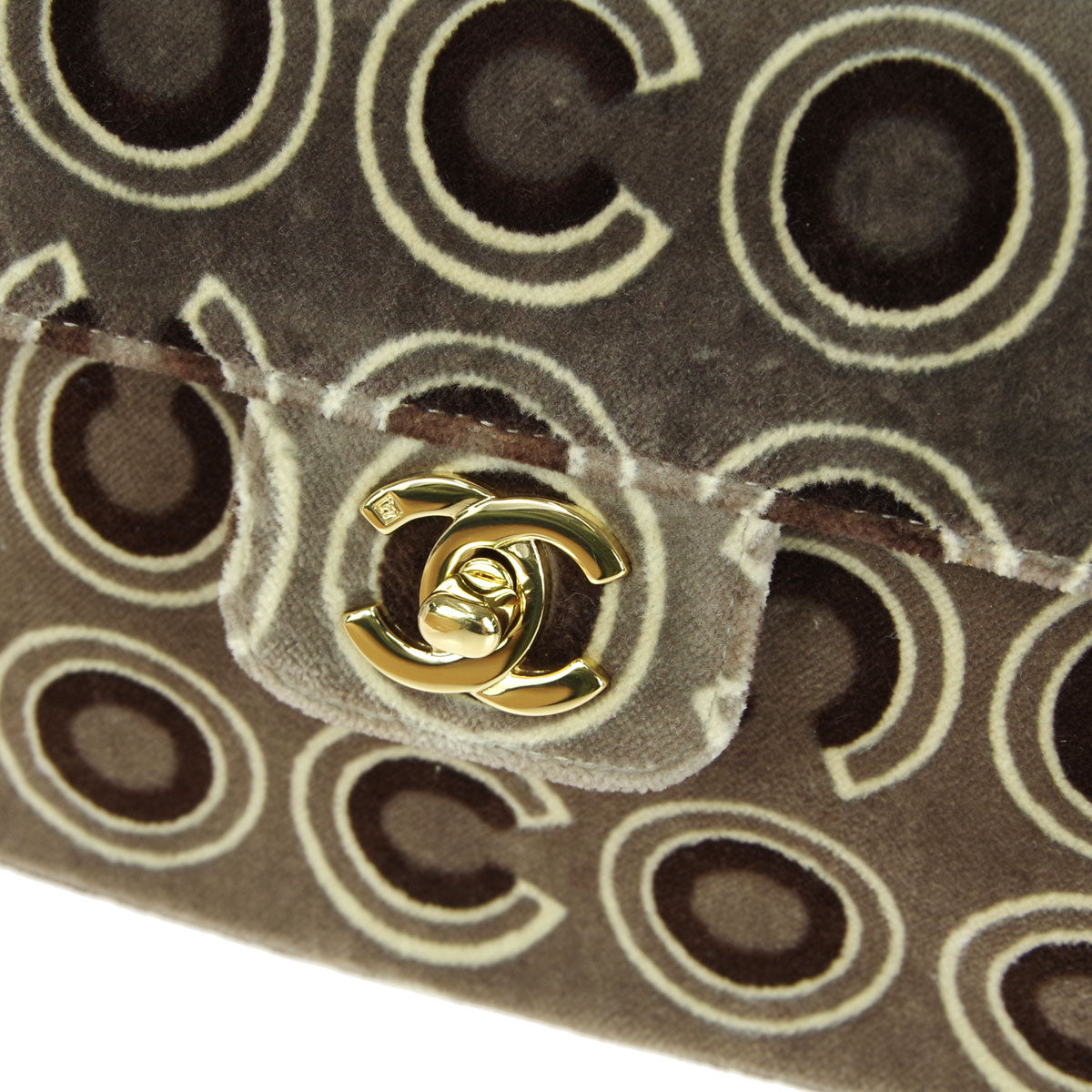 Luxury Chanel 2001 COCO Handbag Gray Velvet