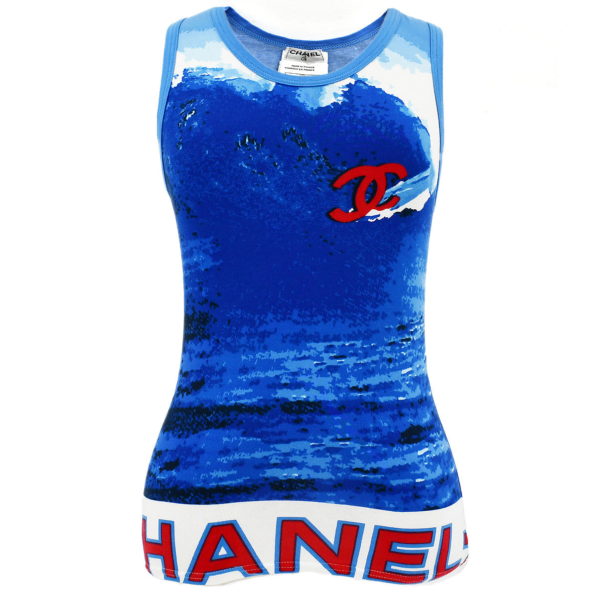 Luxury Chanel Surf Line Sleeveless Tops Blue 02S #38