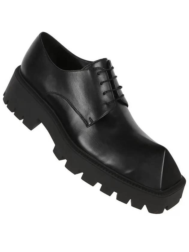 Luxury Balenciaga Men's Rhino Square Toe Leather Derby Black