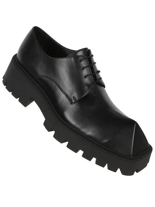 Luxury Balenciaga Men's Rhino Square Toe Leather Derby Black