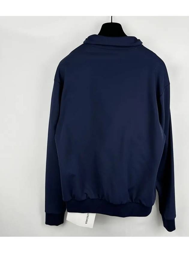 Luxury Balenciaga Logo Zip-Up Jacket Navy